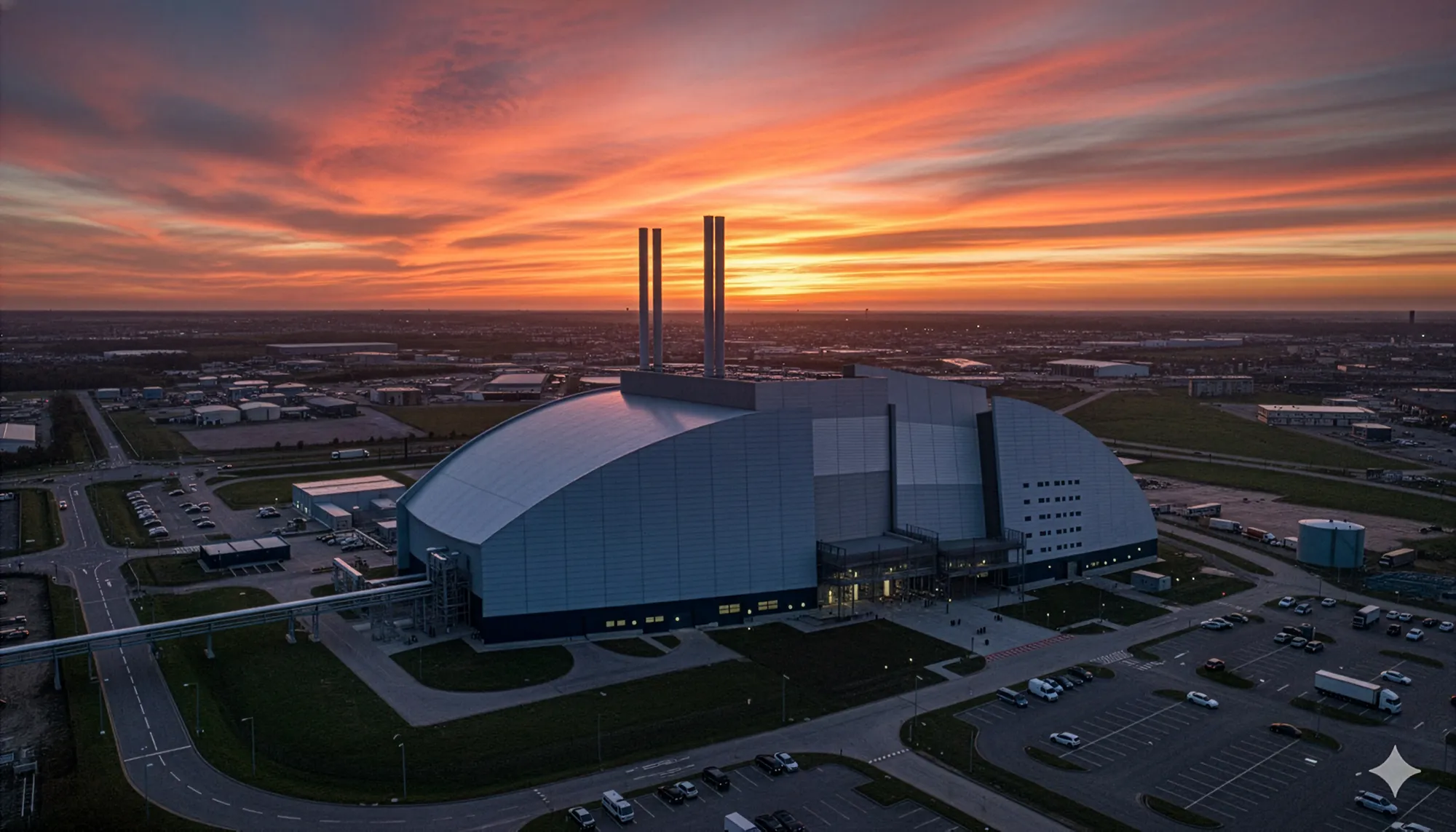 Skelton Grange Power Station at dusk